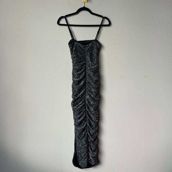NWT Fashion Nova Thrive At Night Ruched Maxi Dress in Black Size XS - Picture 3 of 5